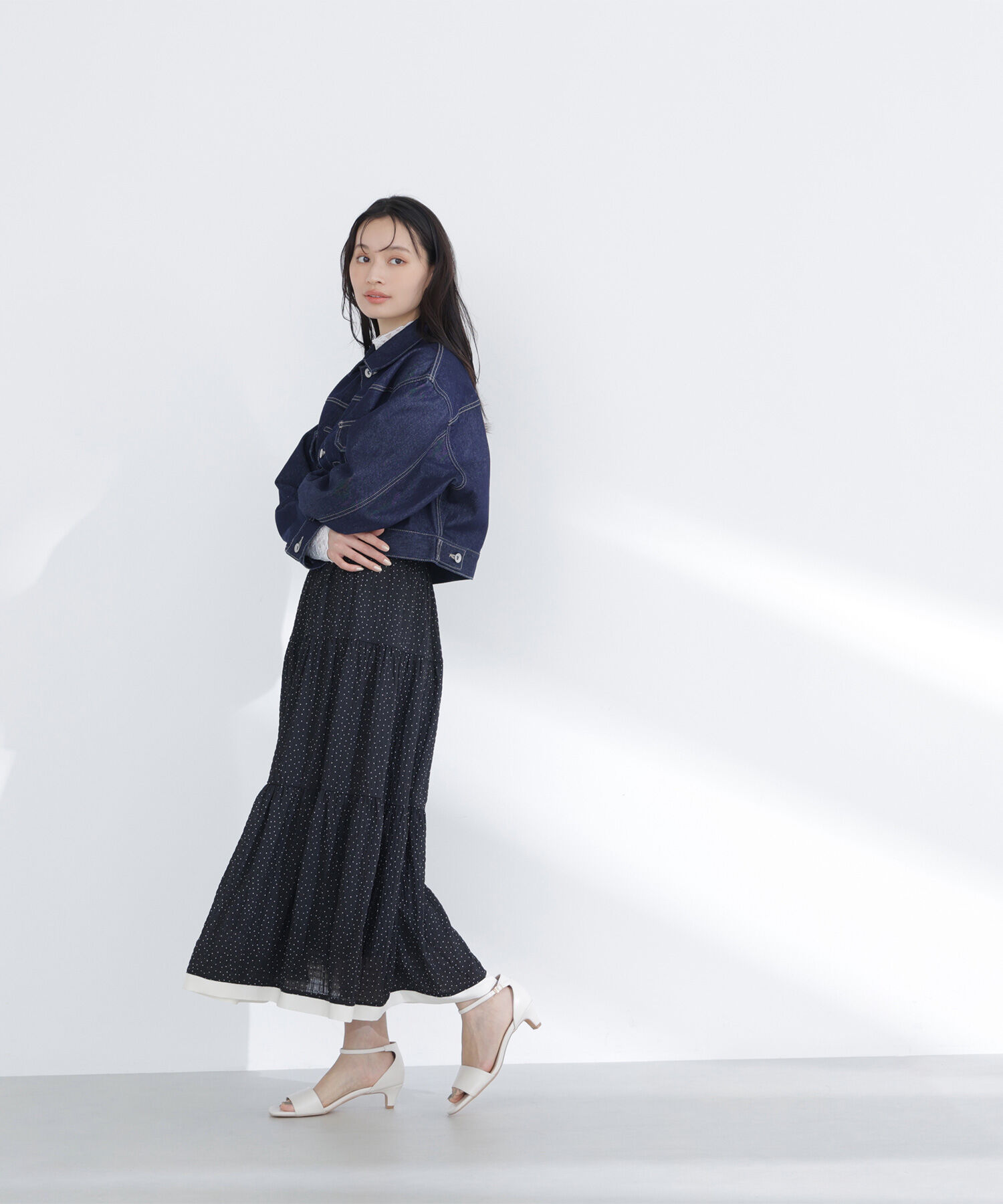  「ドットバイカラーフレアスカート」|スカート|