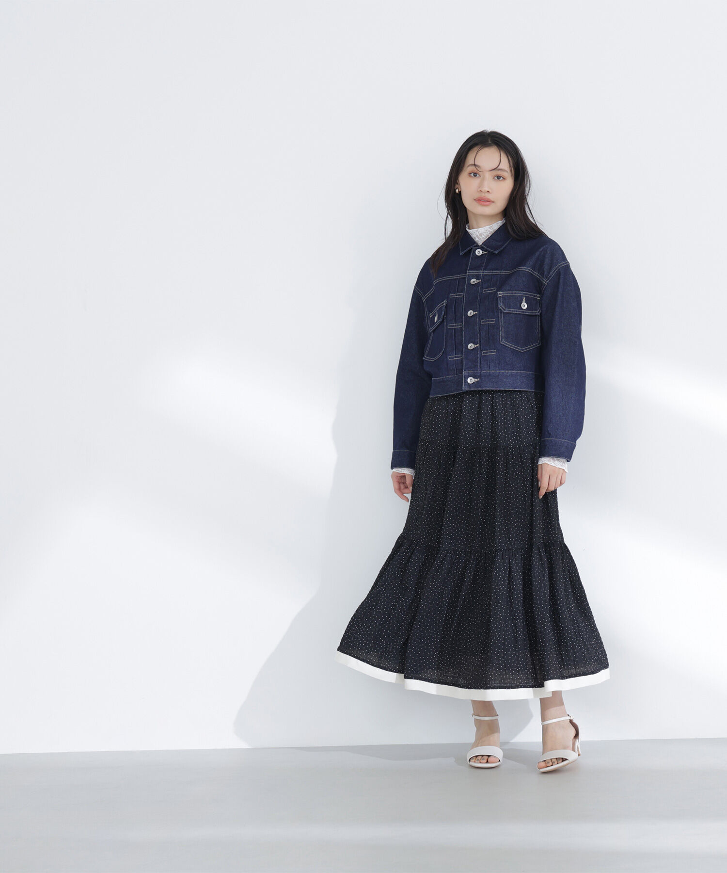  「ドットバイカラーフレアスカート」|スカート|