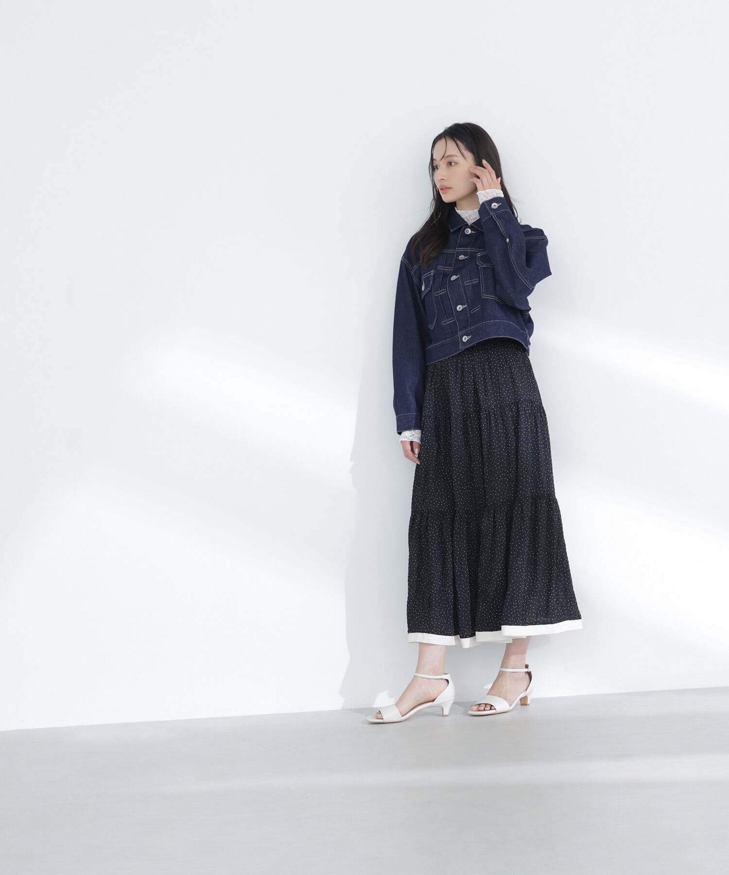  「ドットバイカラーフレアスカート」|スカート|