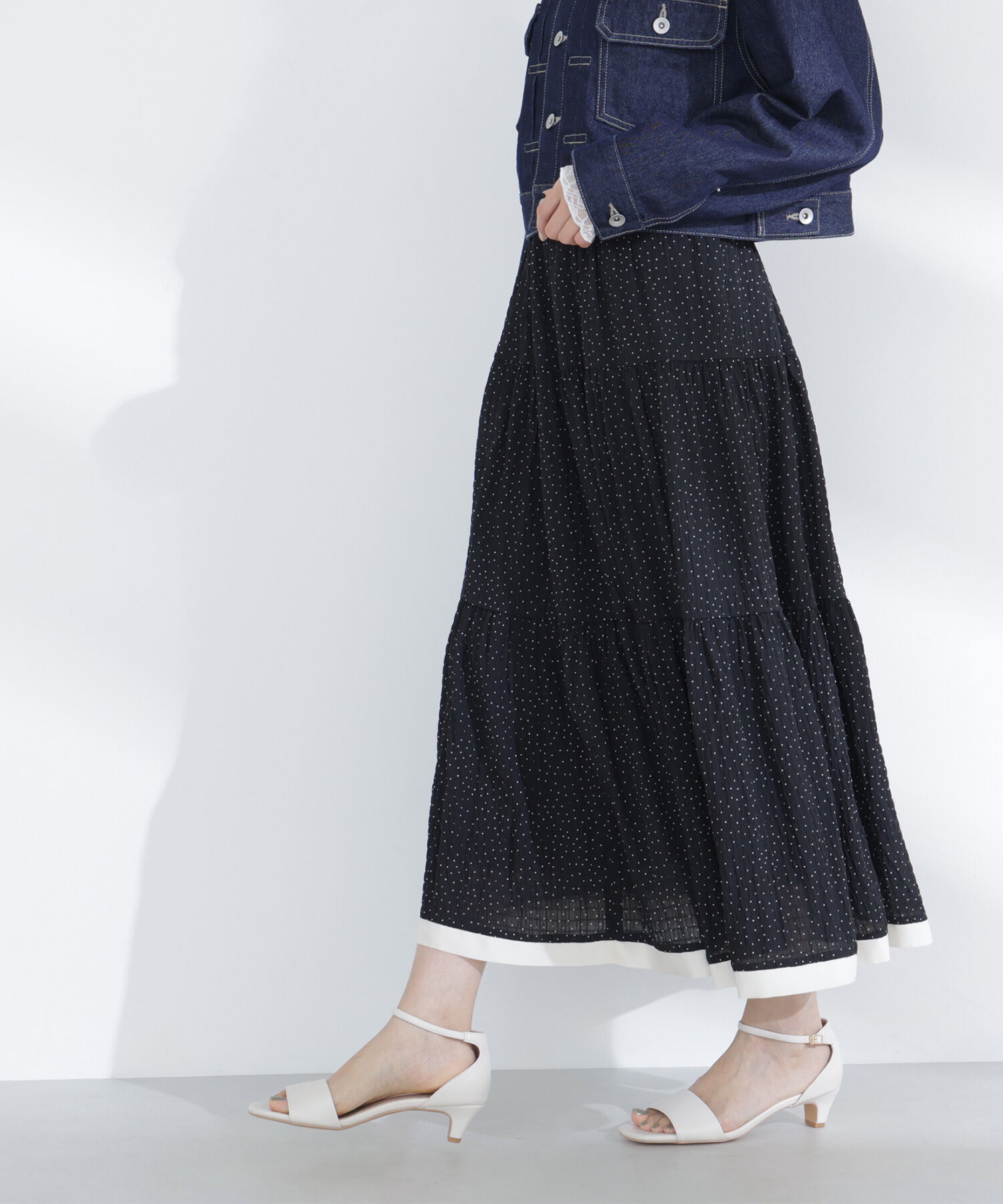  「ドットバイカラーフレアスカート」|スカート|