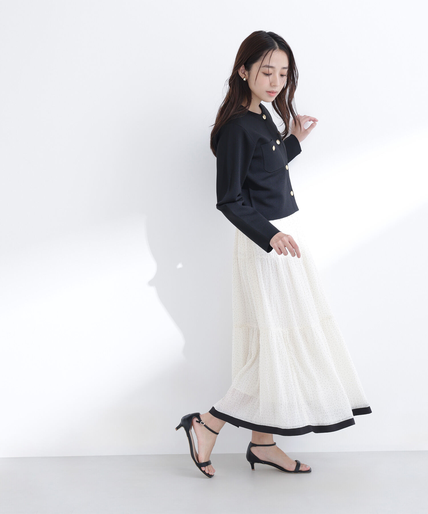  「ドットバイカラーフレアスカート」|スカート|