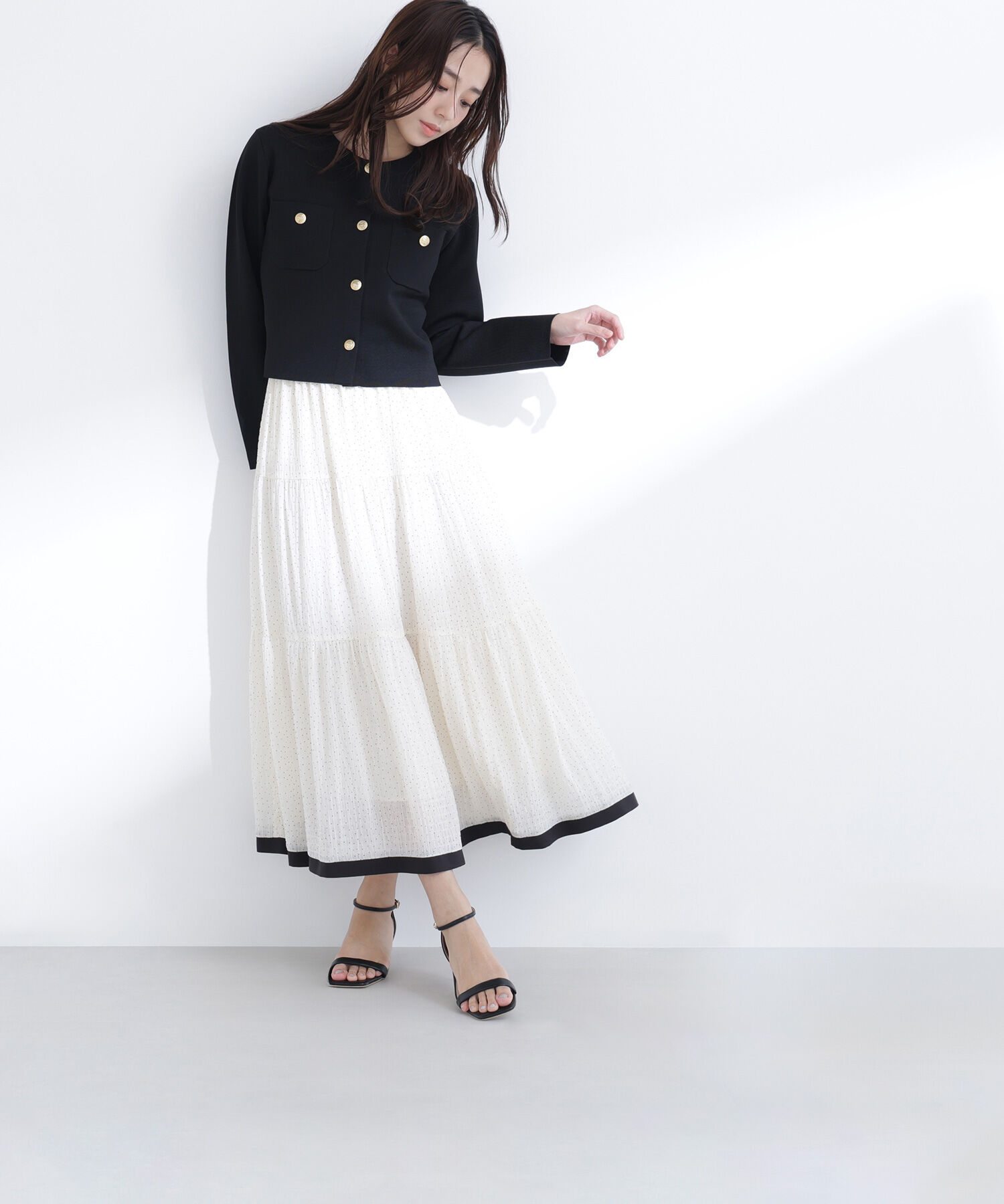  「ドットバイカラーフレアスカート」|スカート|