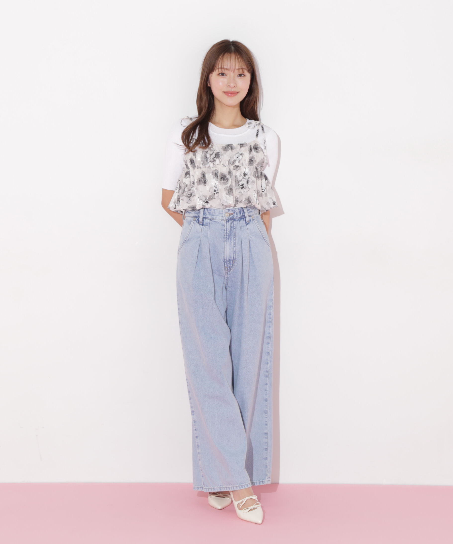  「バルーンフリルキャミ付きニットセット」|ニット・セーター|