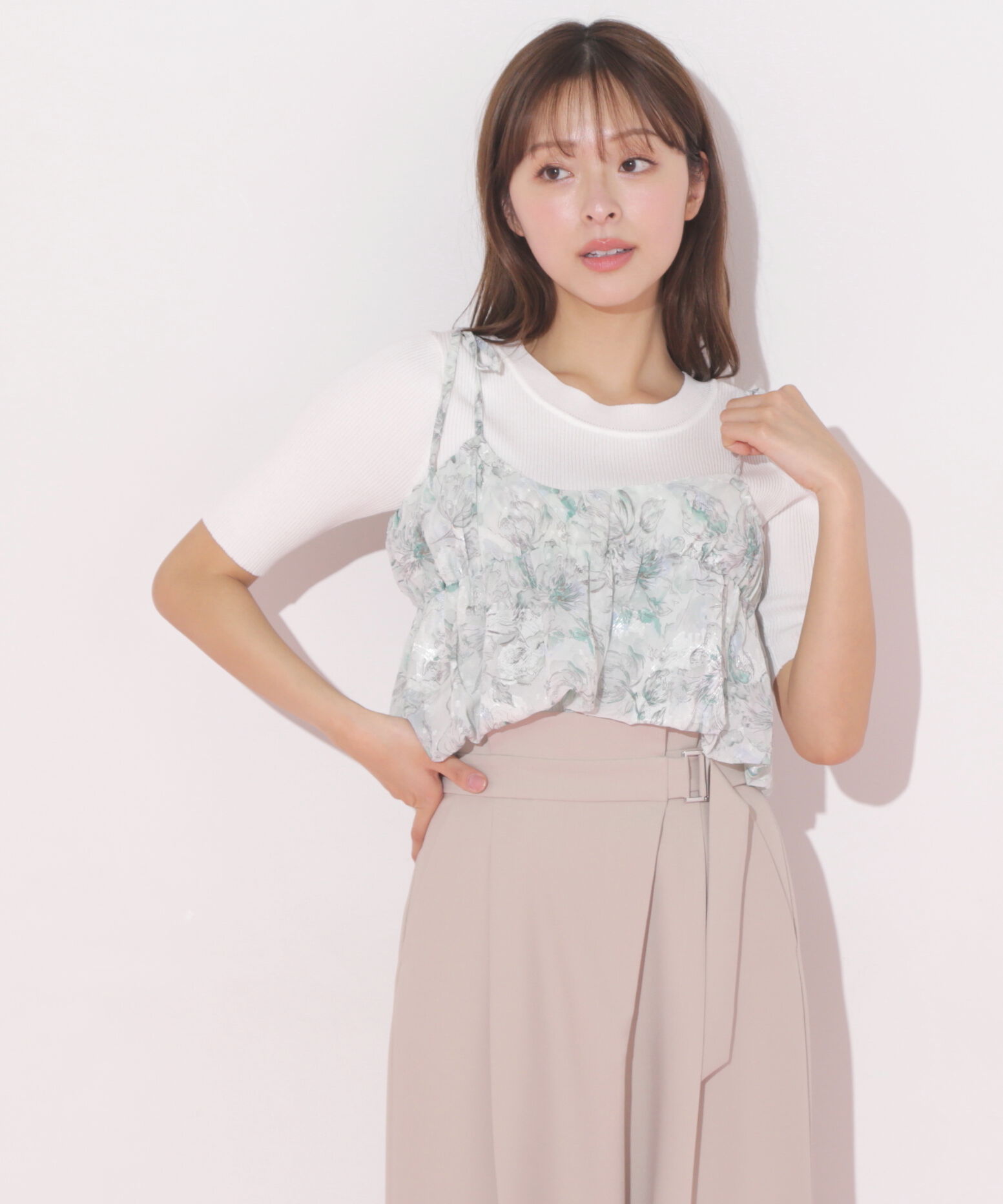  「バルーンフリルキャミ付きニットセット」|ニット・セーター|