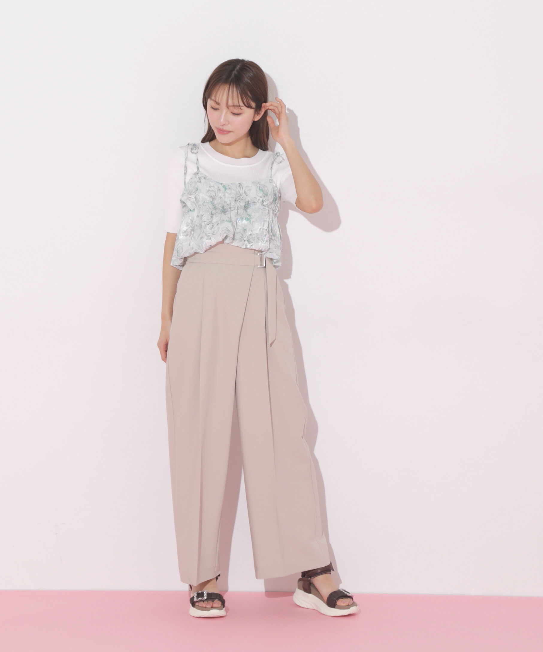  「バルーンフリルキャミ付きニットセット」|ニット・セーター|