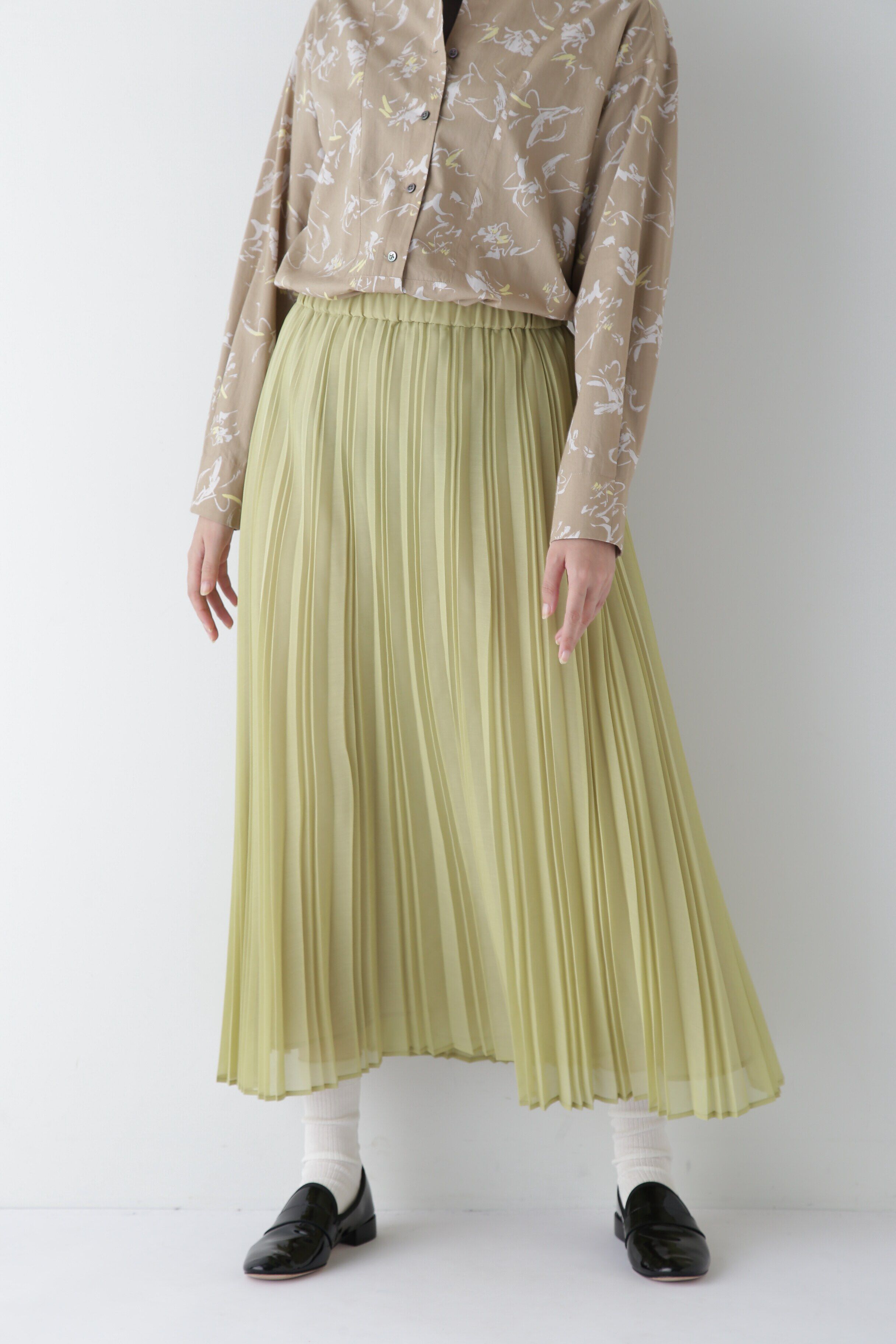  「◆スパンボイルアコーディオンプリーツスカート」|スカート|イエロー