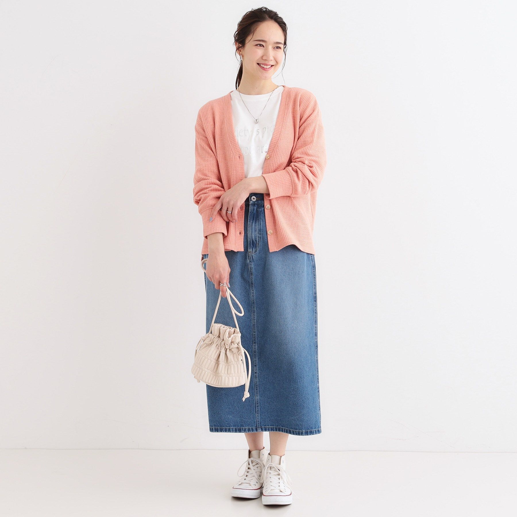 SHOO･LA･RUE「【S-LL】柔らかさが癖になる 凹凸Vネックカーディガン」|カーディガン|