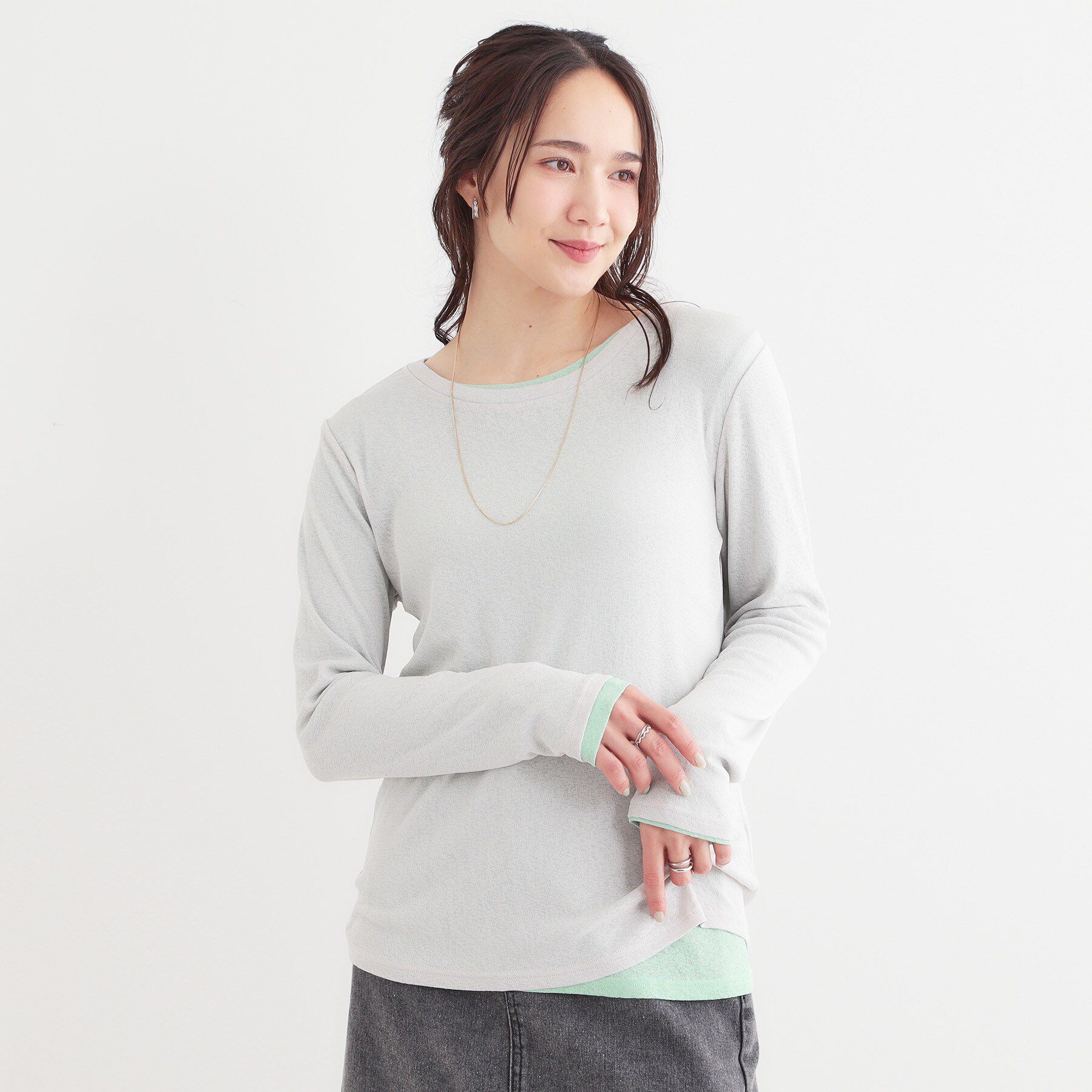 SHOO･LA･RUE「【洗える/S-LL/2点セット】1セットあると便利 シアーレイヤードロンTセット」|その他|