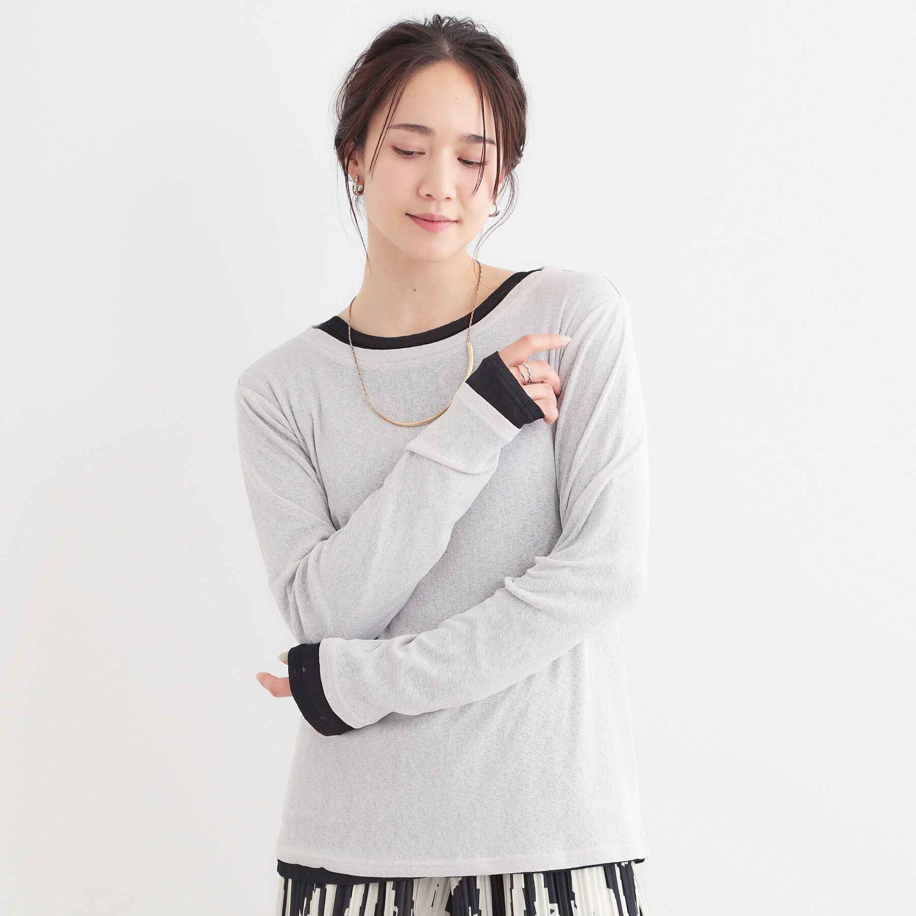 SHOO･LA･RUE「【洗える/S-LL/2点セット】1セットあると便利 シアーレイヤードロンTセット」|その他|