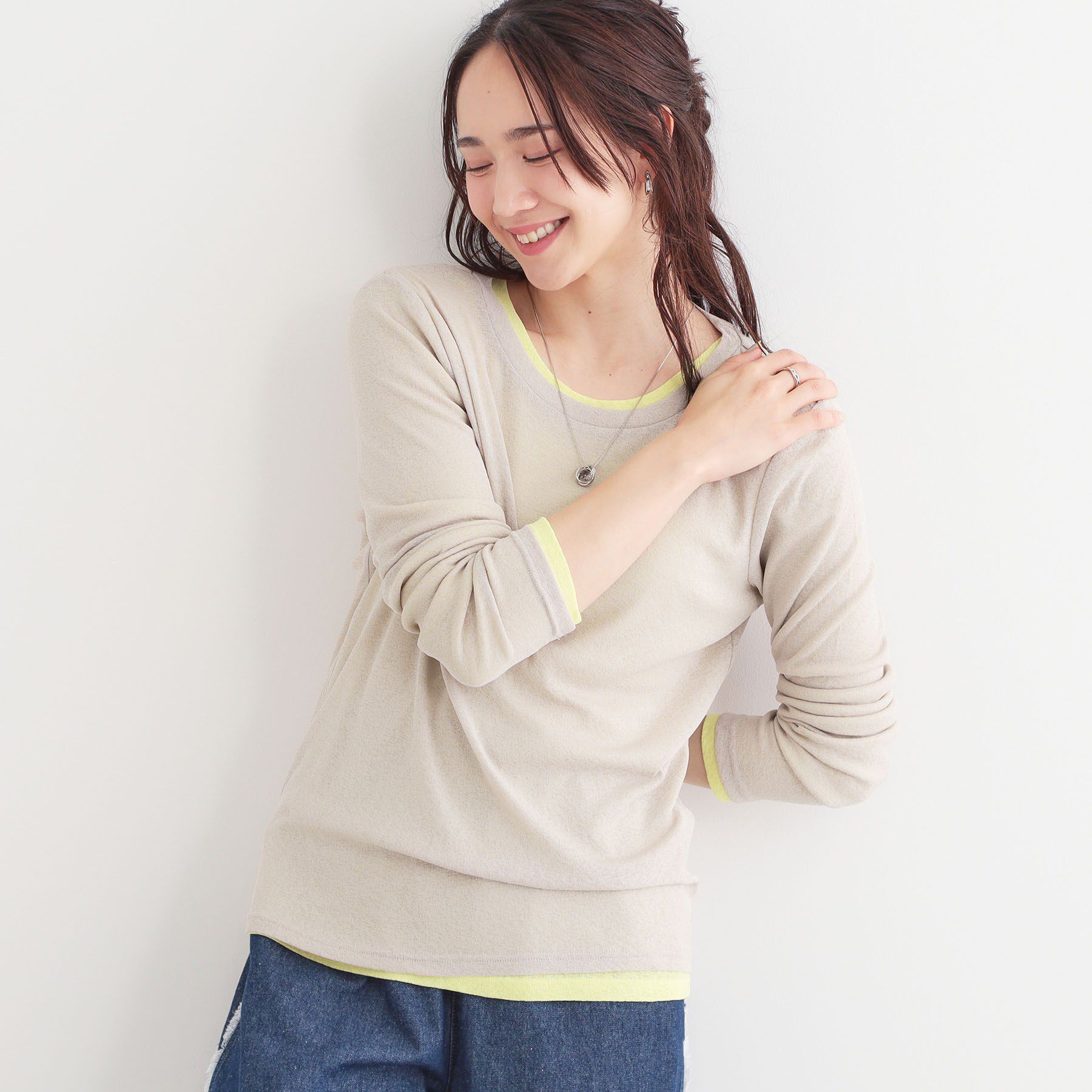 SHOO･LA･RUE「【洗える/S-LL/2点セット】1セットあると便利 シアーレイヤードロンTセット」|その他|ベージュ(052)