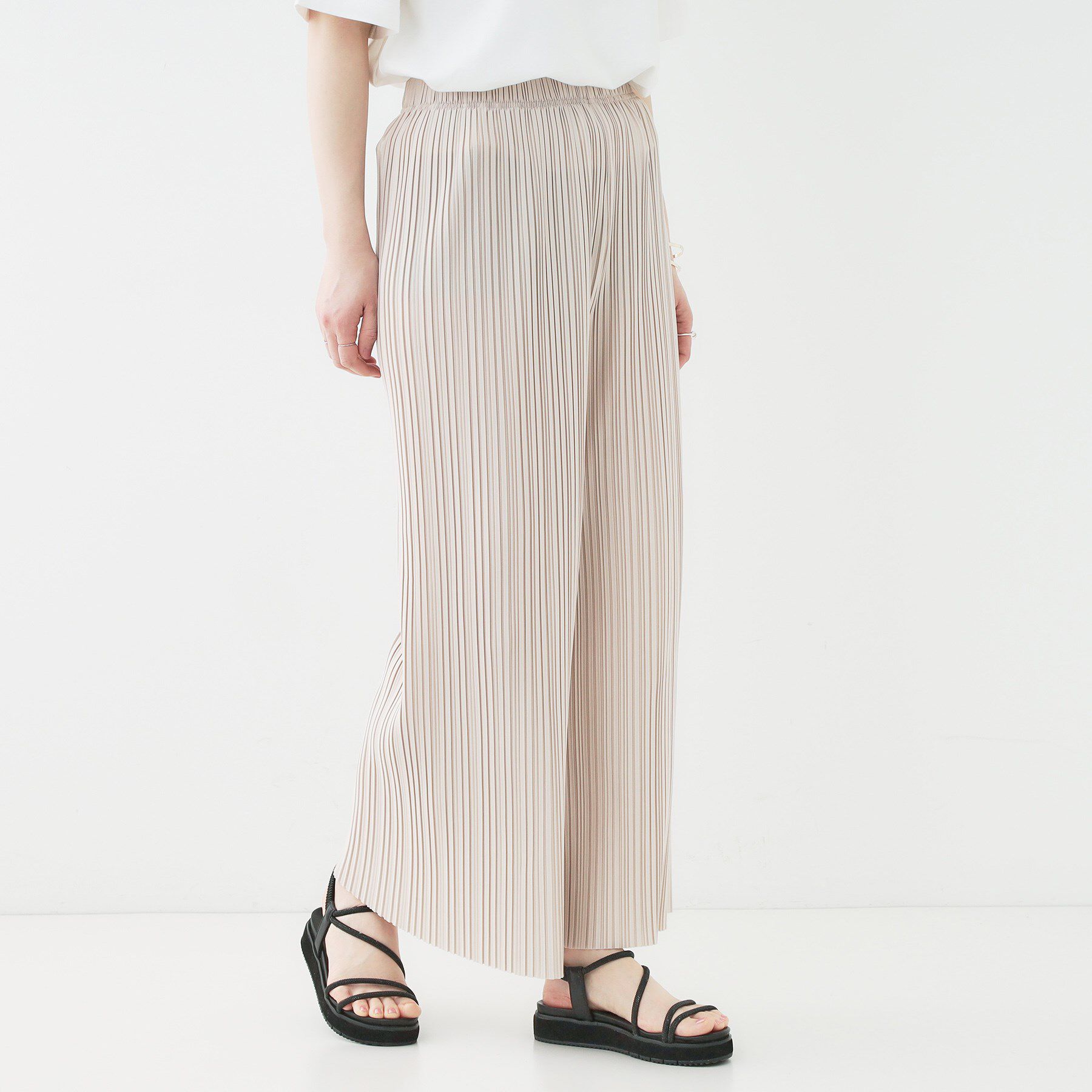 SHOO･LA･RUE「【洗える】楽してほっそり見え カットプリーツパンツ」|その他|