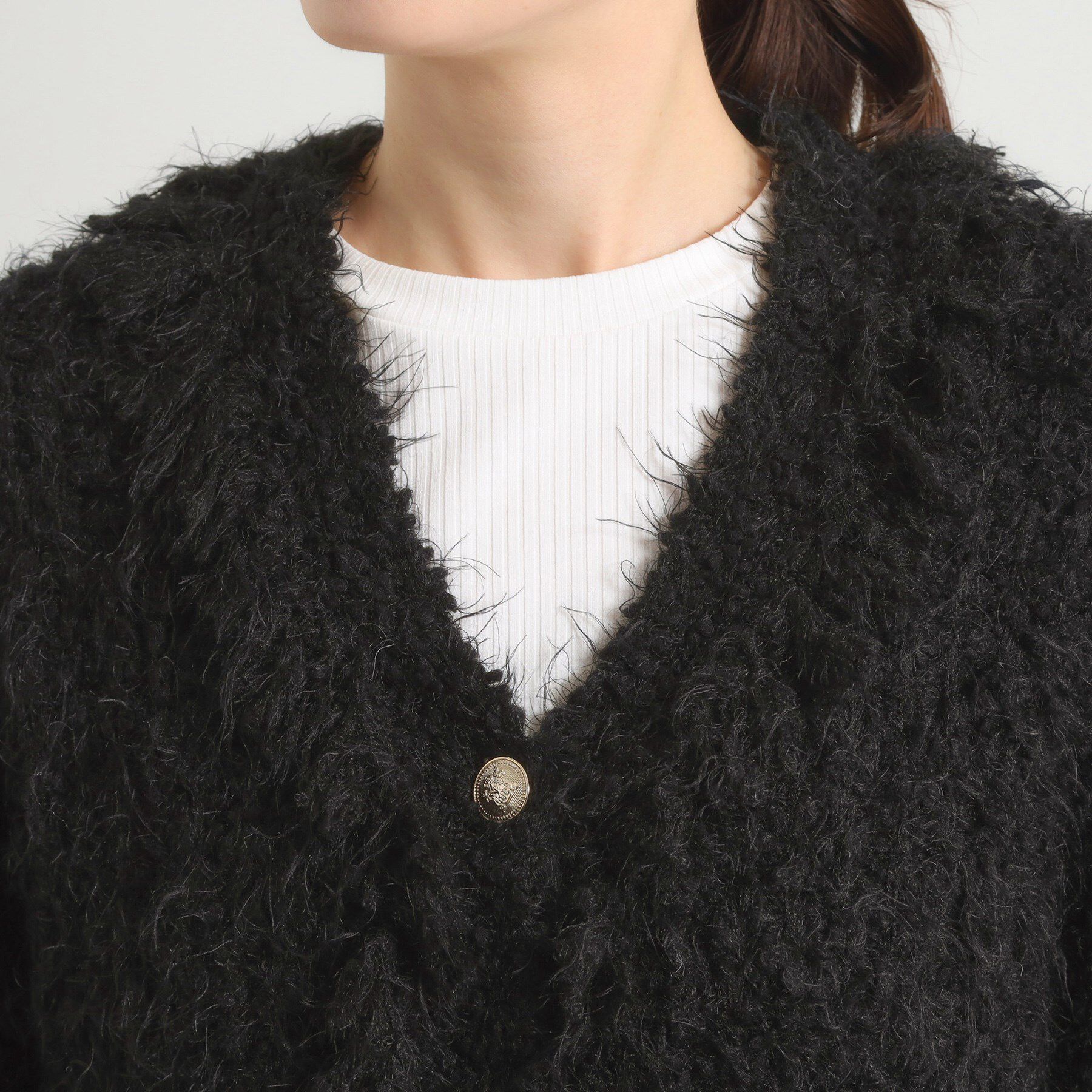 ITS&rsquo;DEMO「ファンシーヤーンニットジャケット」|ノーカラージャケット|