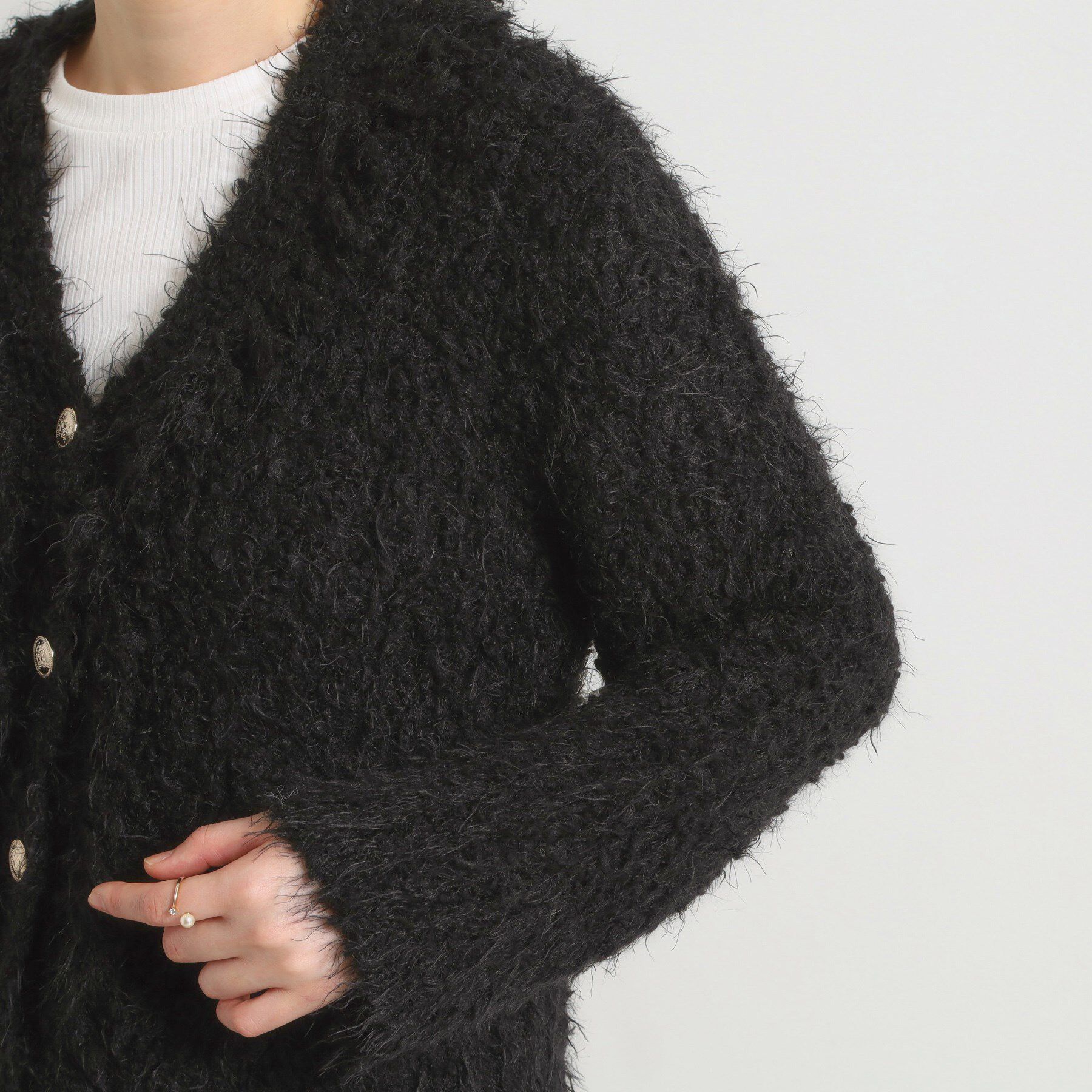 ITS&rsquo;DEMO「ファンシーヤーンニットジャケット」|ノーカラージャケット|