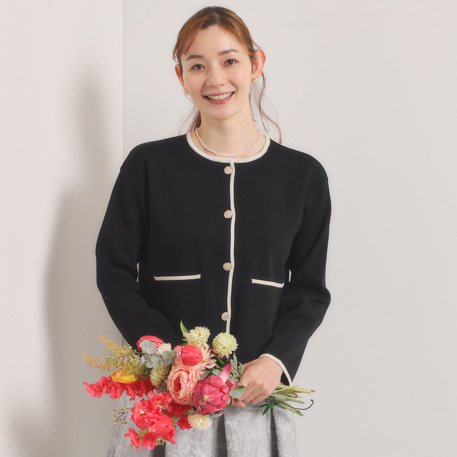 ITS&rsquo;DEMO「【入卒／手洗い可】配色ニットカーディガン」|カーディガン|ブラック(019)