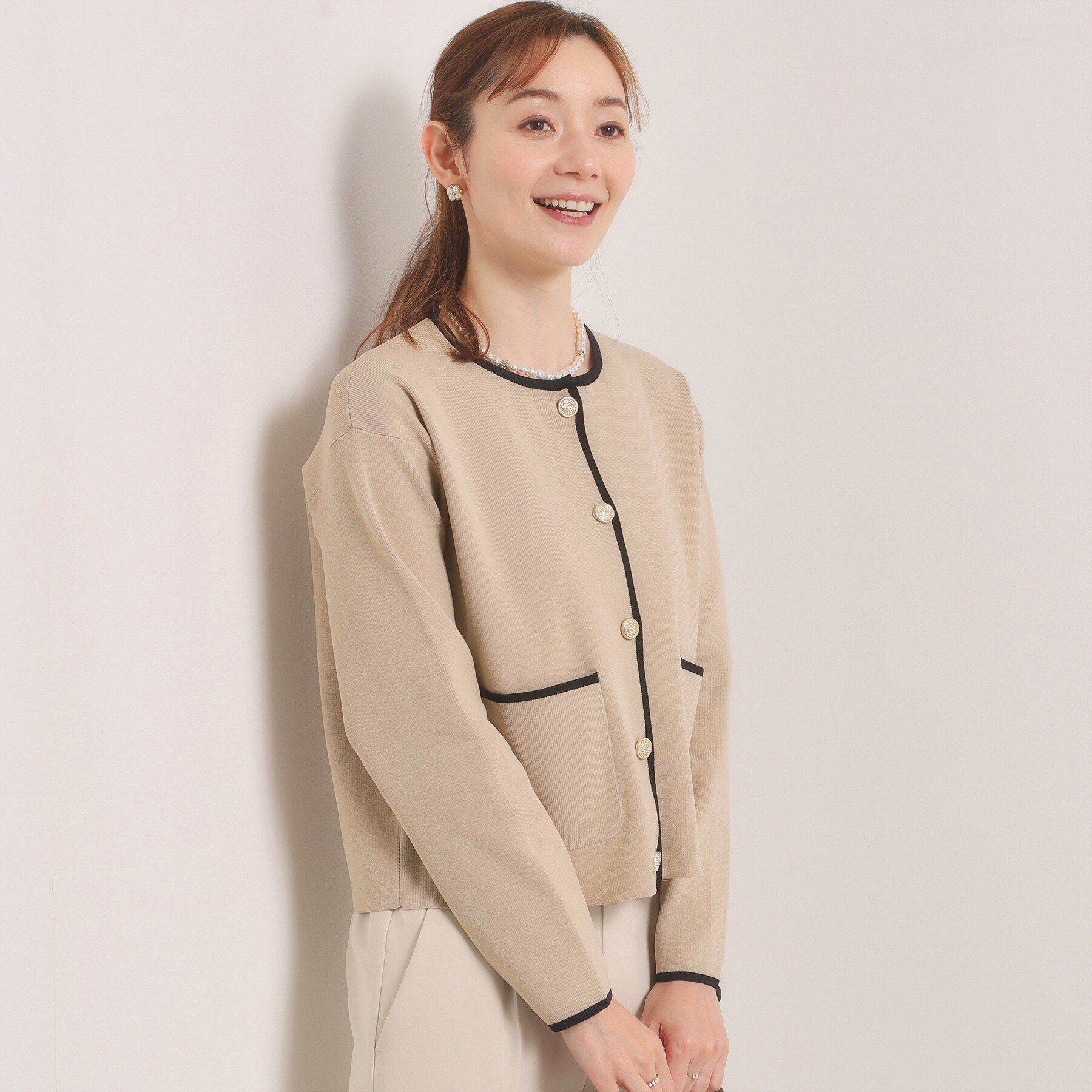 ITS&rsquo;DEMO「【入卒／手洗い可】配色ニットカーディガン」|カーディガン|ライトベージュ(05