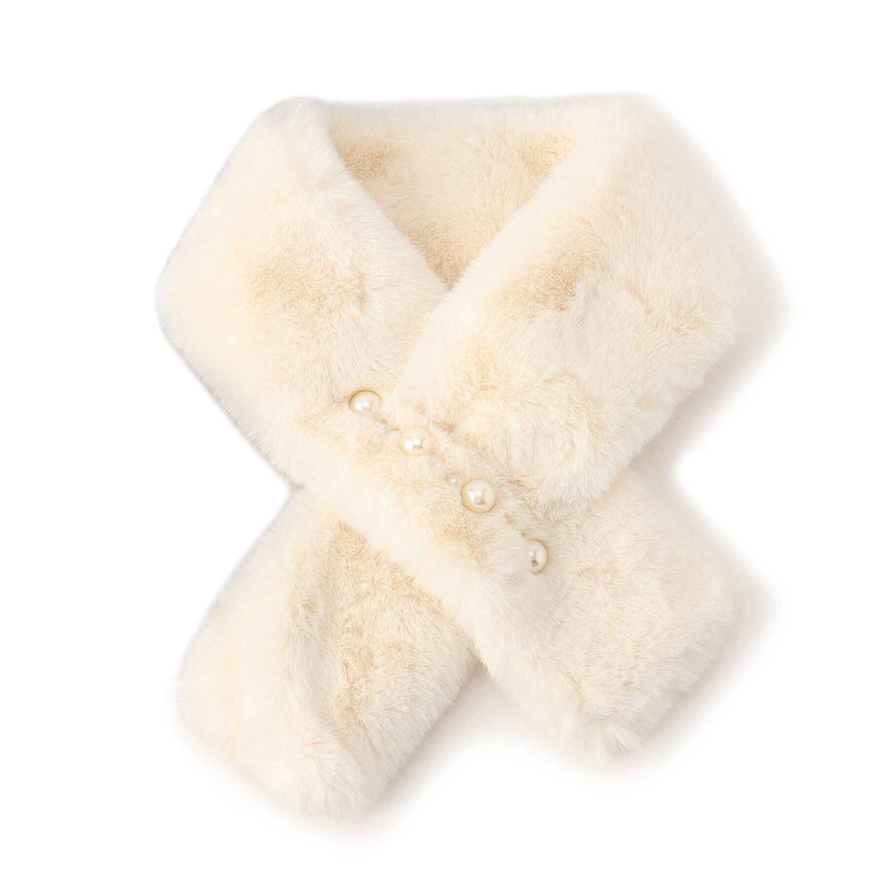 Ober Tashe「フェイクパールラインファーティペット」|ストール|ﾎﾜｲﾄ(001)