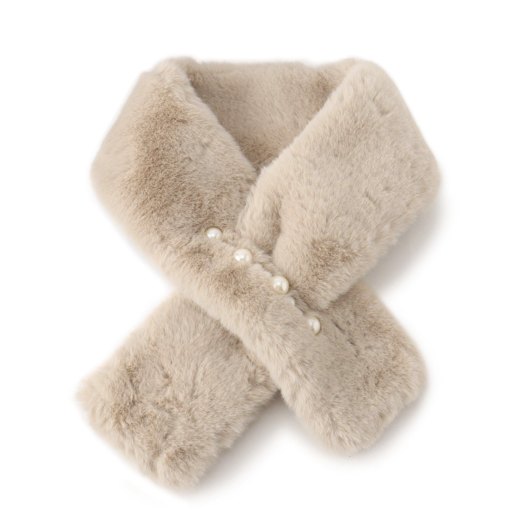 Ober Tashe「フェイクパールラインファーティペット」|ストール|ﾍﾞｰｼﾞｭ(052)