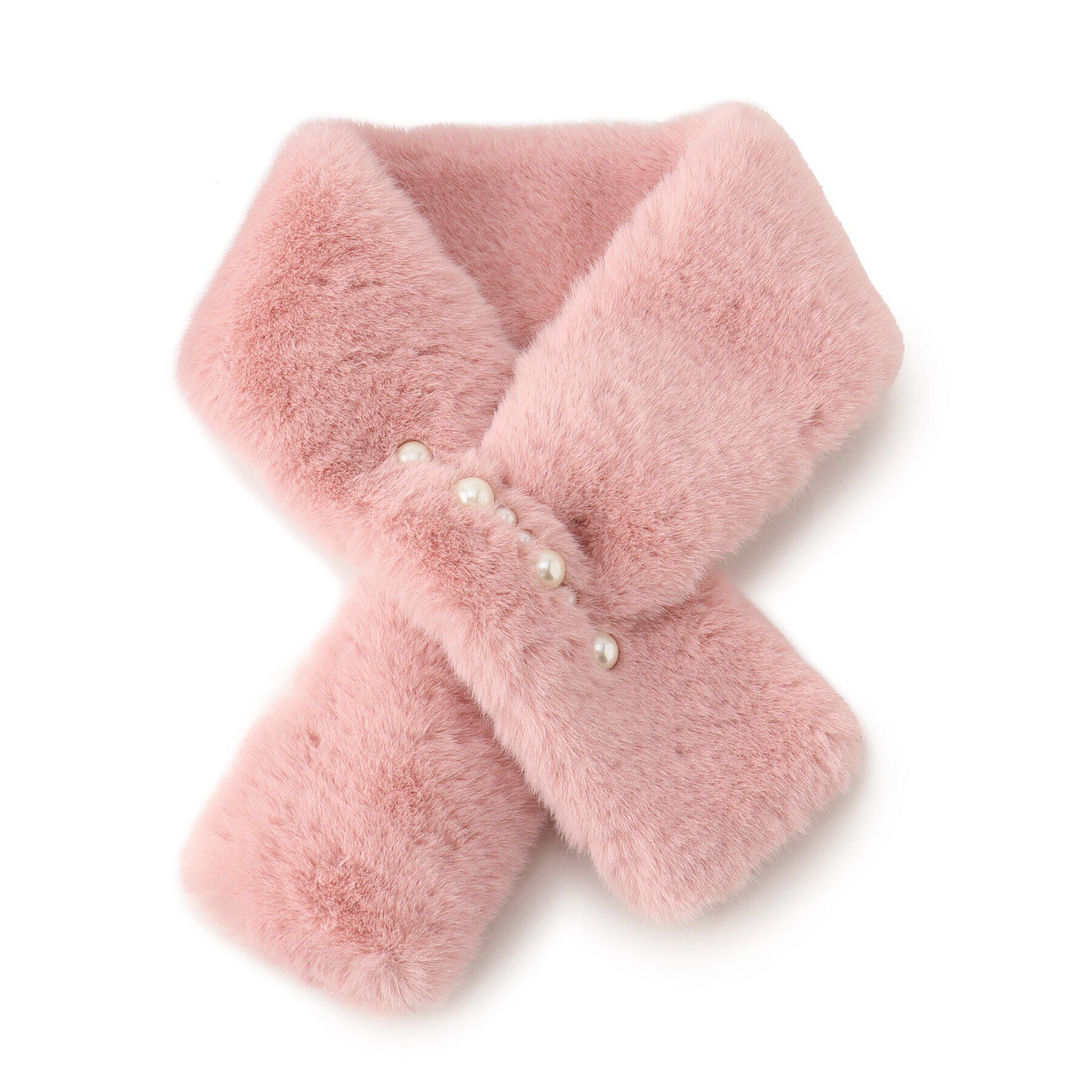 Ober Tashe「フェイクパールラインファーティペット」|ストール|ﾋﾟﾝｸ(072)