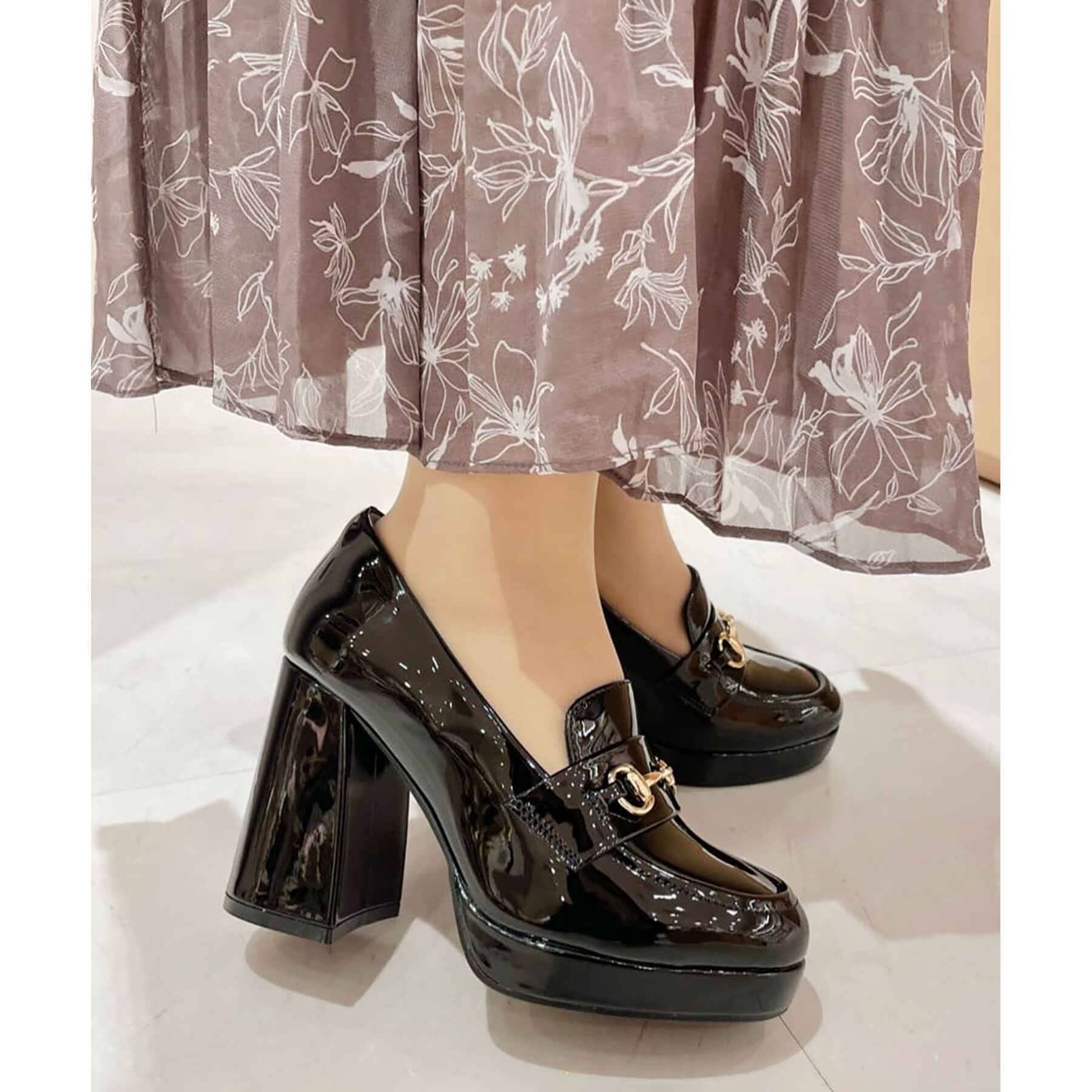 ESPERANZA「厚底ヒールアップローファー 24SS」|パンプス|