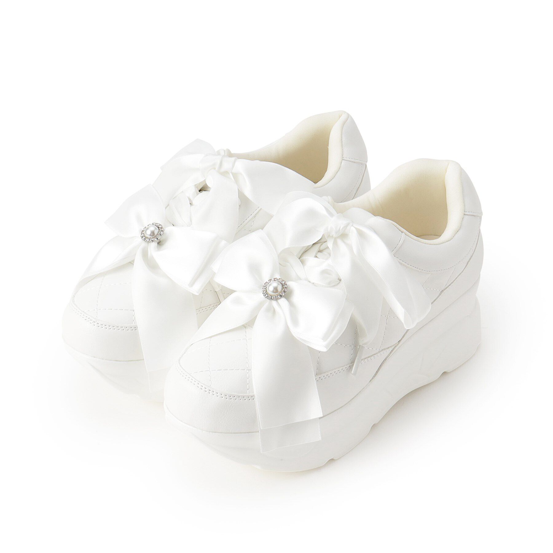 csT&P「厚底キルティングリボン2WAYスニーカー」|スニーカー|ﾎﾜｲﾄ(001)