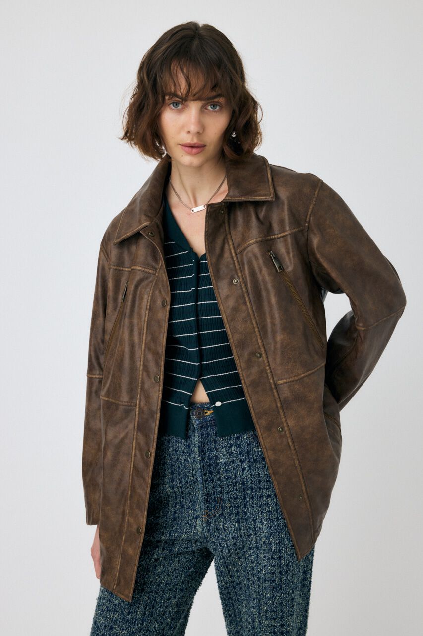 MOUSSY「AGED F/LEATHER MIDDLE ジャケット」|その他|