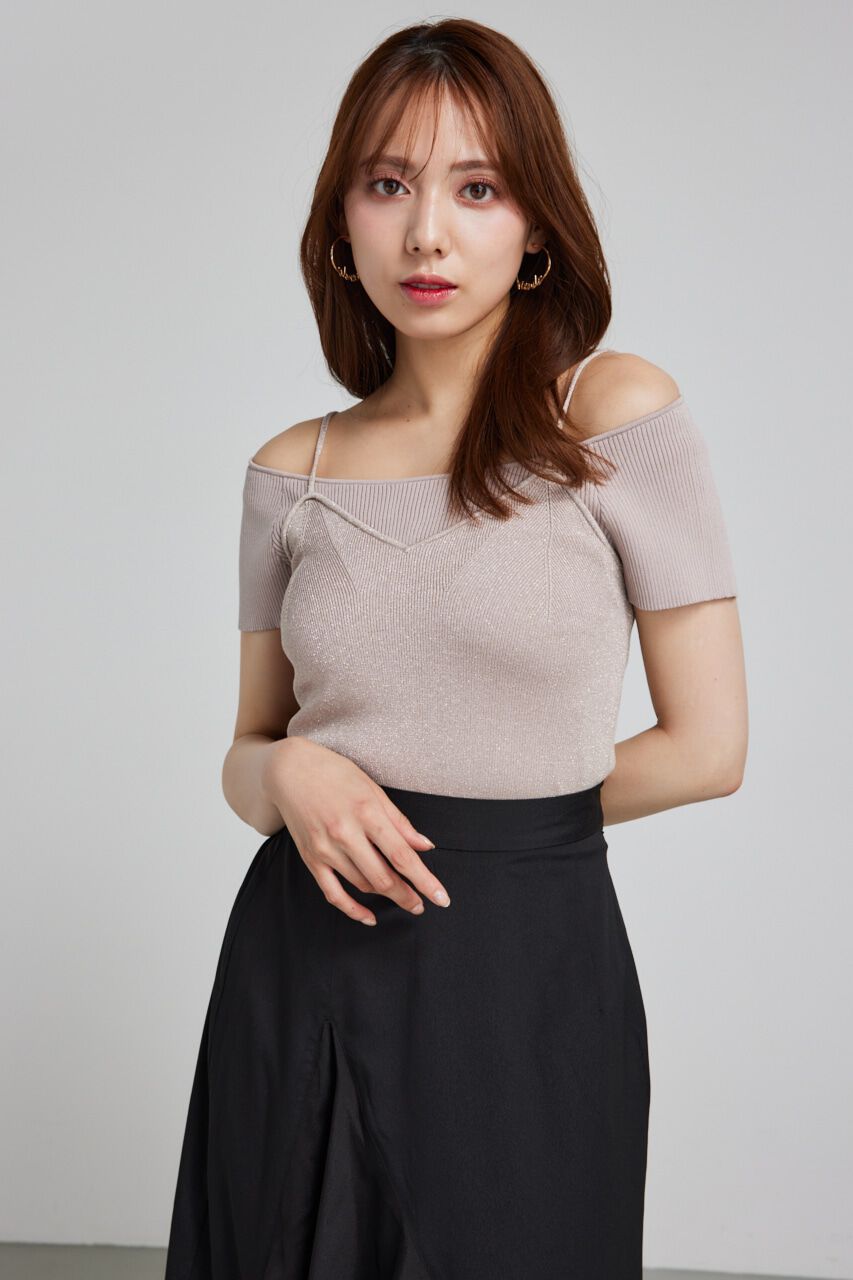 rienda「レイヤードニットトップス」|ニット・セーター|BEG