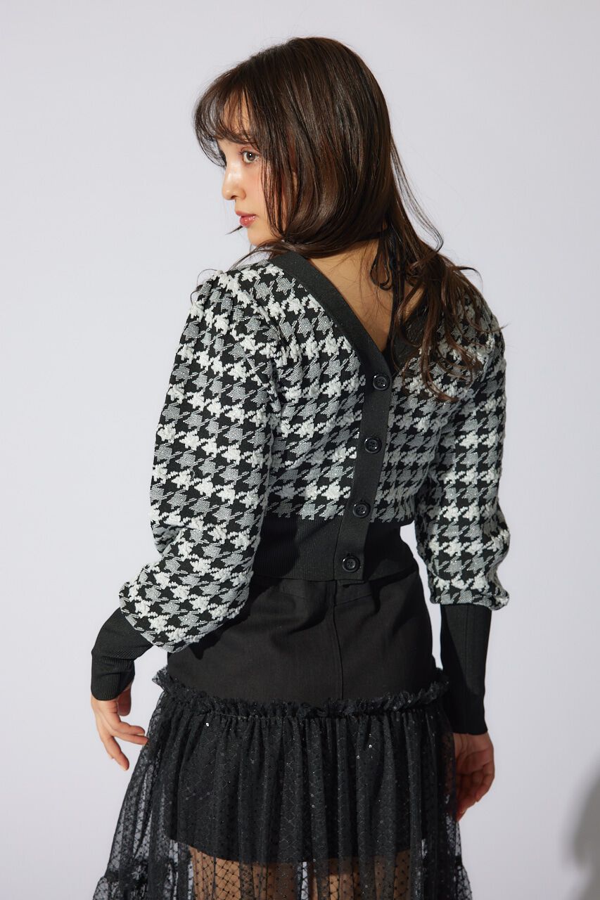 rienda「2WAYチェックパターンニットカーディガントップス」|ニット・セーター|