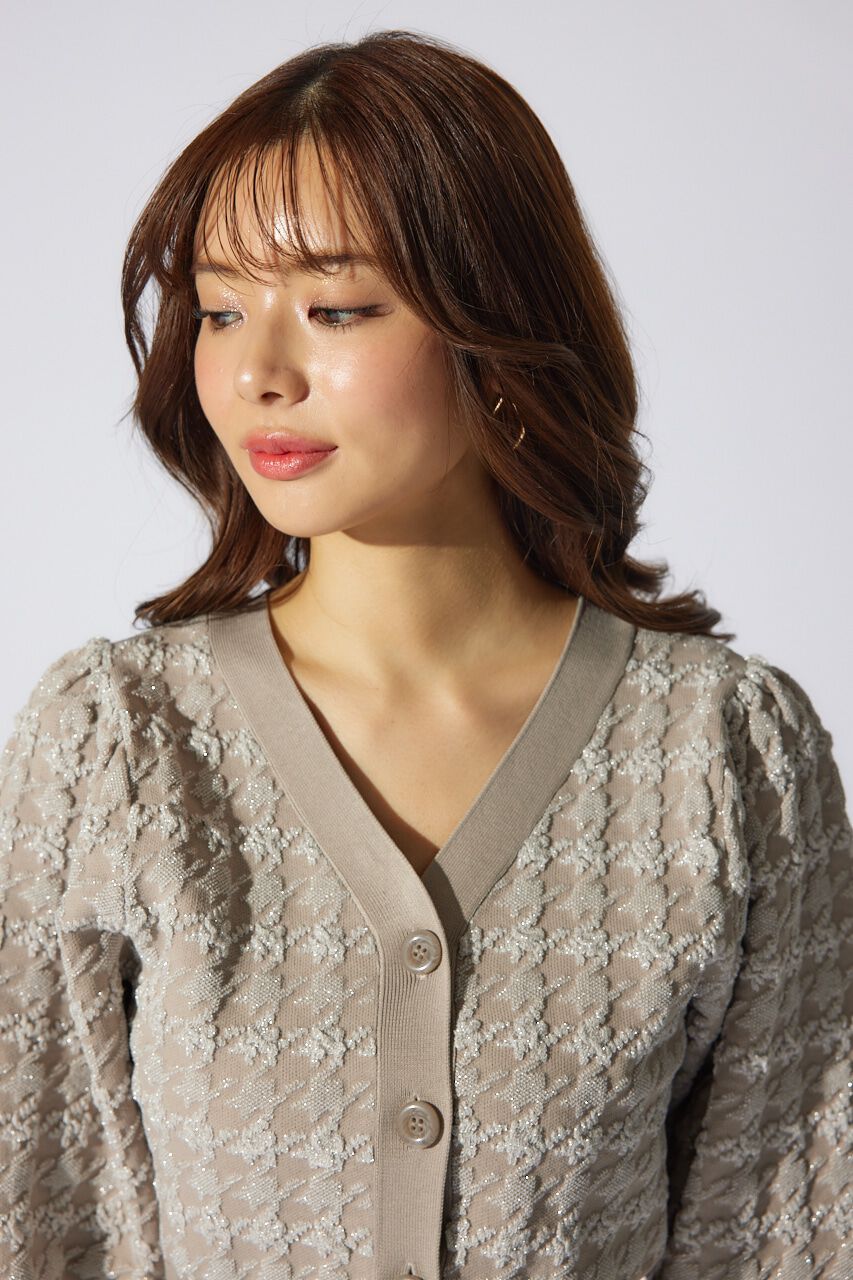 rienda「2WAYチェックパターンニットカーディガントップス」|ニット・セーター|