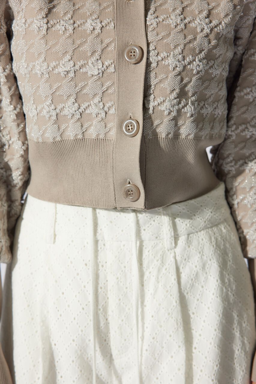 rienda「2WAYチェックパターンニットカーディガントップス」|ニット・セーター|