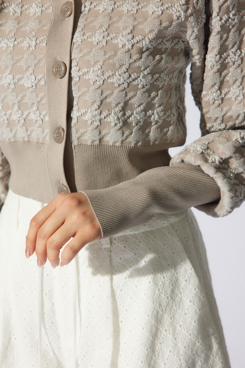 rienda「2WAYチェックパターンニットカーディガントップス」|ニット・セーター|