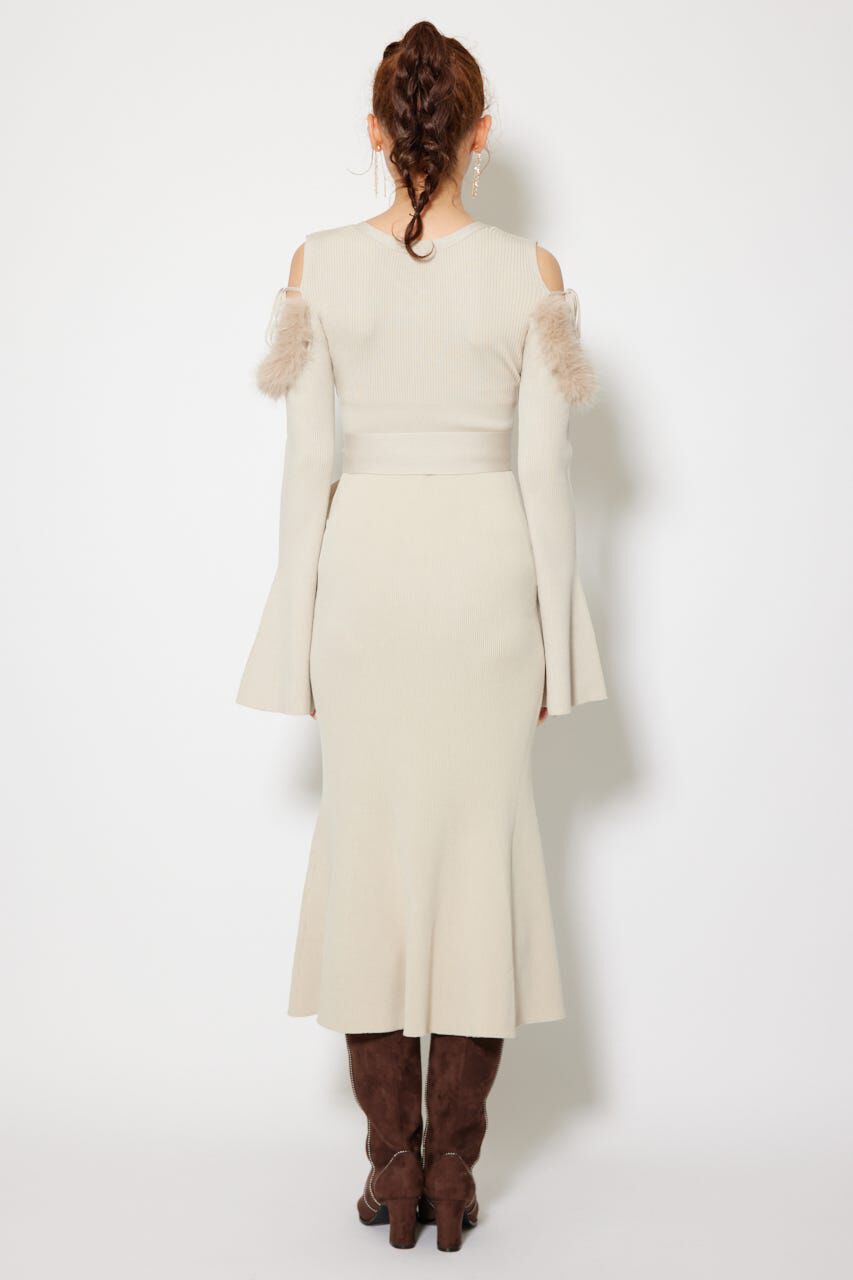 rienda「many wayショルダーフェイクファーニットワンピース」|ワンピース|