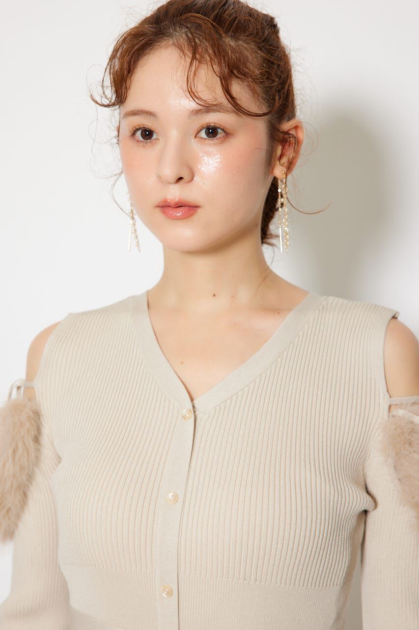 rienda「many wayショルダーフェイクファーニットワンピース」|ワンピース|