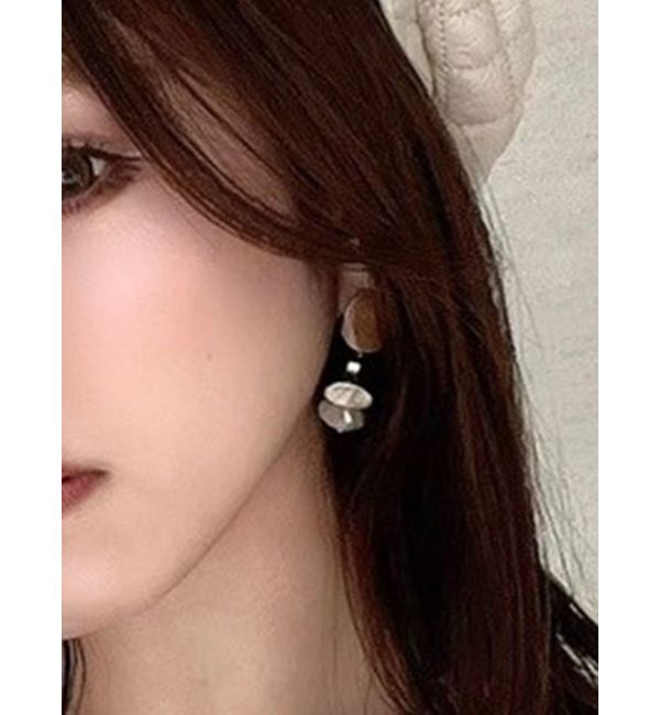 RESEXXY「パールコンビマーブルピアス」|ピアス|ブラウン