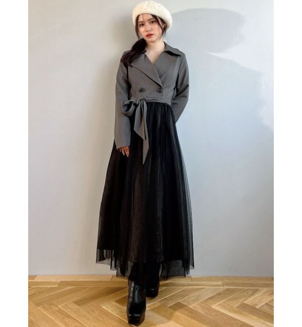 RESEXXY「チュールドッキングロングコート」|トレンチコート|