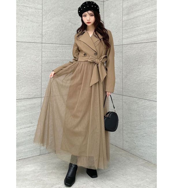 RESEXXY「チュールドッキングロングコート」|トレンチコート|