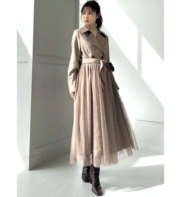 RESEXXY「チュールドッキングロングコート」|トレンチコート|