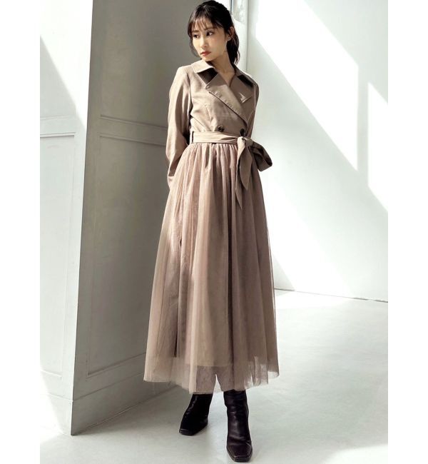 RESEXXY「チュールドッキングロングコート」|トレンチコート|