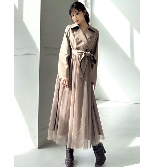 RESEXXY「チュールドッキングロングコート」|トレンチコート|