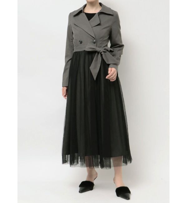 RESEXXY「チュールドッキングロングコート」|トレンチコート|