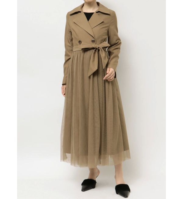 RESEXXY「チュールドッキングロングコート」|トレンチコート|