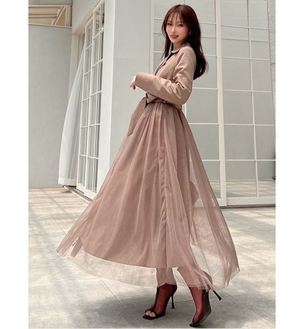 RESEXXY「チュールドッキングロングコート」|トレンチコート|