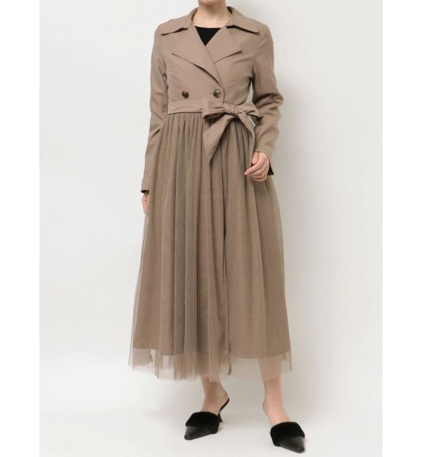 RESEXXY「チュールドッキングロングコート」|トレンチコート|