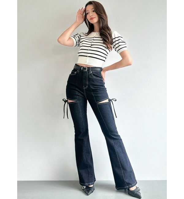 RESEXXY「クルーネックハーフスリーブニットカーデ」|カーディガン|