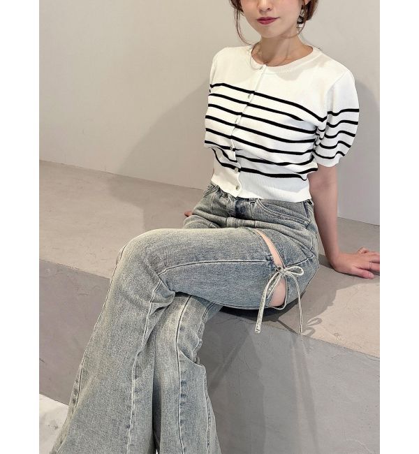 RESEXXY「クルーネックハーフスリーブニットカーデ」|カーディガン|