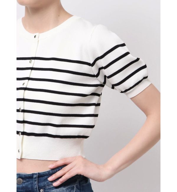 RESEXXY「クルーネックハーフスリーブニットカーデ」|カーディガン|