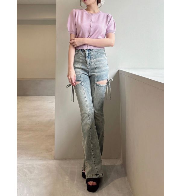 RESEXXY「クルーネックハーフスリーブニットカーデ」|カーディガン|