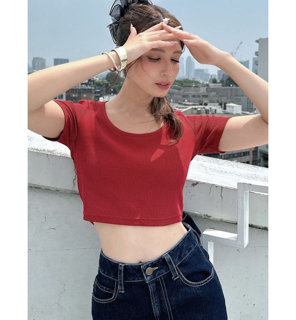 RESEXXY「UネックTシャツ」|Tシャツ・カットソー|レッド