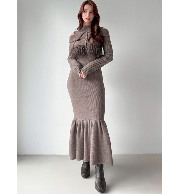 RESEXXY「フェザーヘムレイヤードニットワンピース」|ワンピース|