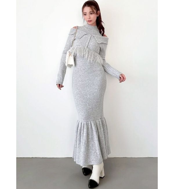 RESEXXY「フェザーヘムレイヤードニットワンピース」|ワンピース|