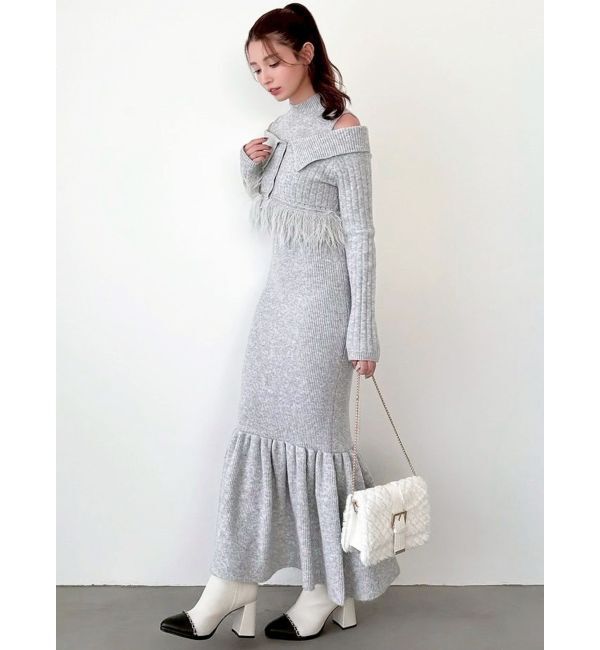 RESEXXY「フェザーヘムレイヤードニットワンピース」|ワンピース|
